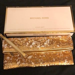 MICHAEL KORS GOLD SEQUIN CLUTCH